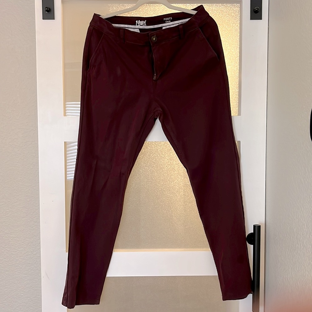Mugsy pants, size 33x30, Port color.